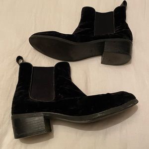 Black velvet Chelsea boots size 8